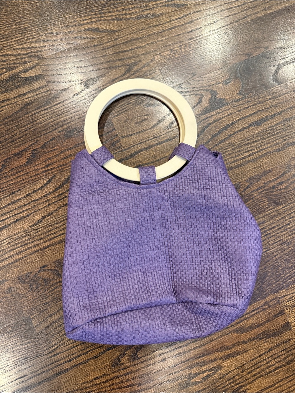 Amazon Purple Woven Mini Bag with Cream Circular Handles